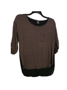 Bobeau Black/Brown Striped Top With Sheer Back - Size Small - Y2K Whimsygoth